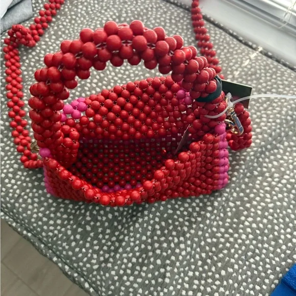 NWT Kate Spade x Target Beaded Top-Handle/Crossbody Bag in Red and Pink - Picture 6 of 7